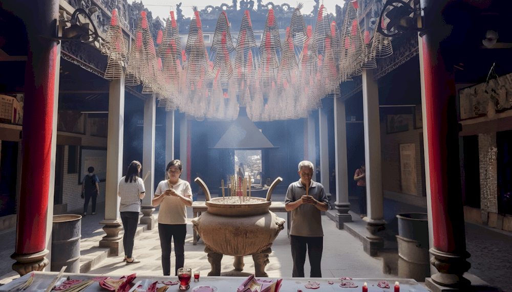 Không gian chùa luôn nghi ngút khói hương